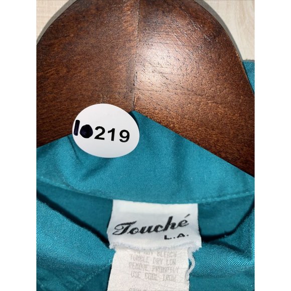 Vintage Touché LA Teal Embellished Womens Top Medium-10219 - Picture 2 of 11